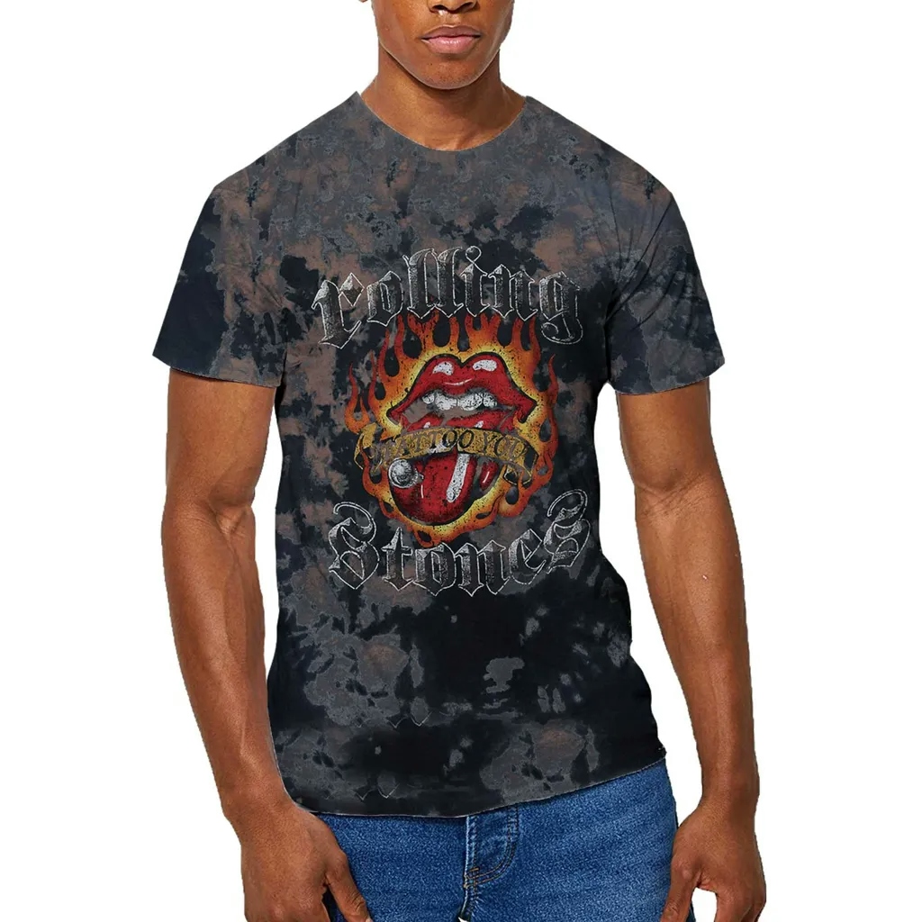Album artwork for Unisex T-Shirt Tattoo Flames Dip Dye, Dye Wash by The Rolling Stones