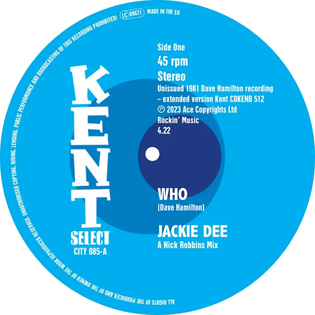 Album artwork for Who / Who Instrumental by Jackie Dee, Dave Hamilton
