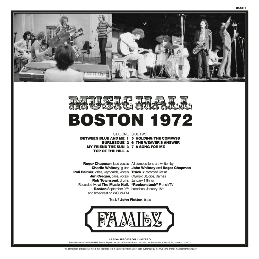 Album artwork for Boston Music Hall 1972 by Family