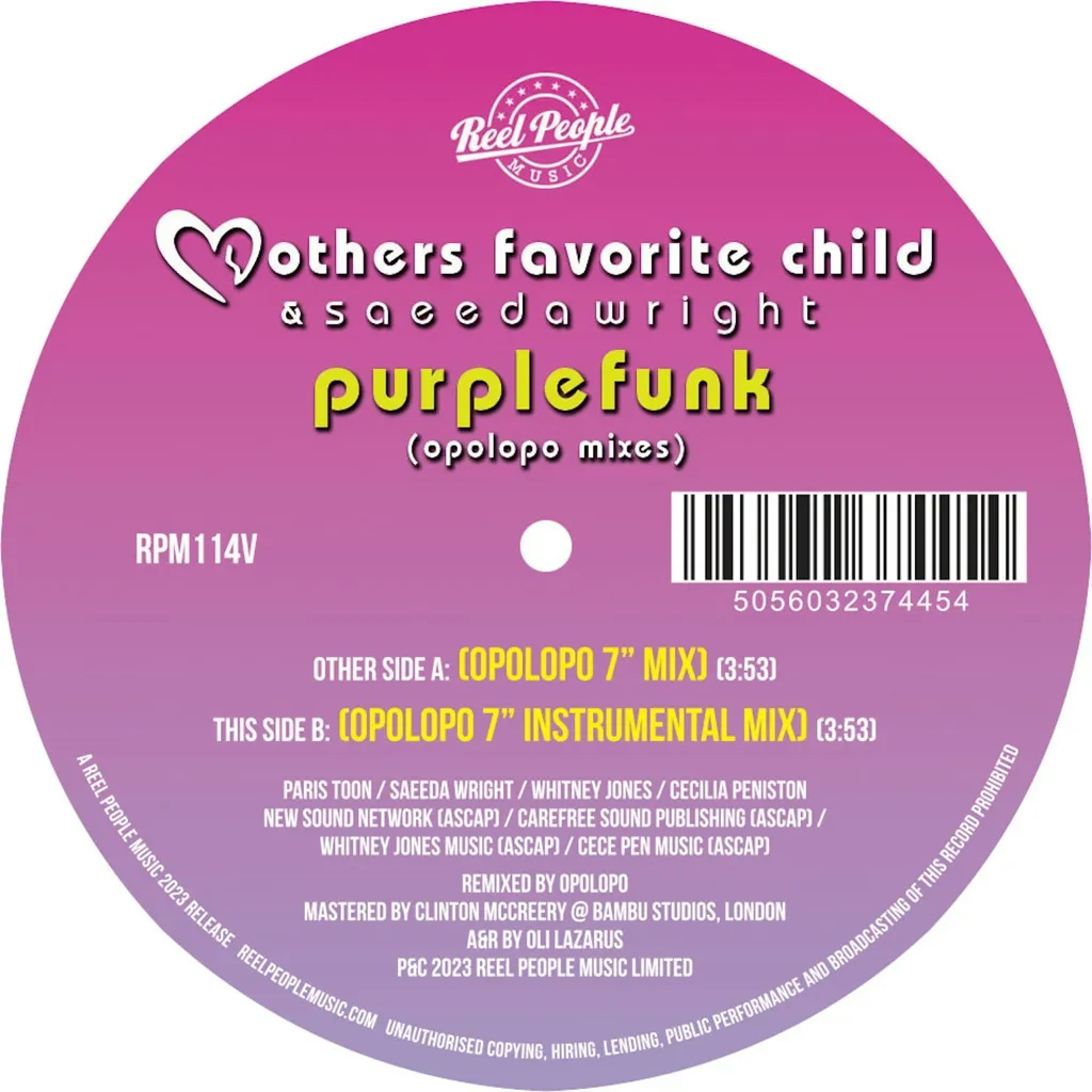 Album artwork for Purple Funk (Opoloppo Remixes) by Mothers Favorite Child and Saeeda Wright