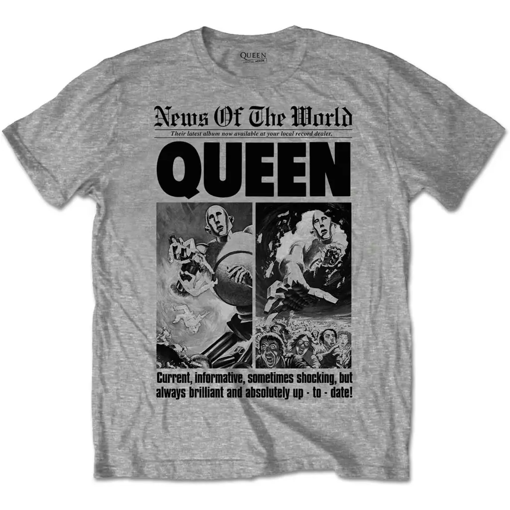 Album artwork for Queen Unisex T-Shirt: News of the World 40th Front Page  News of the World 40th Front Page Short Sleeves by Queen