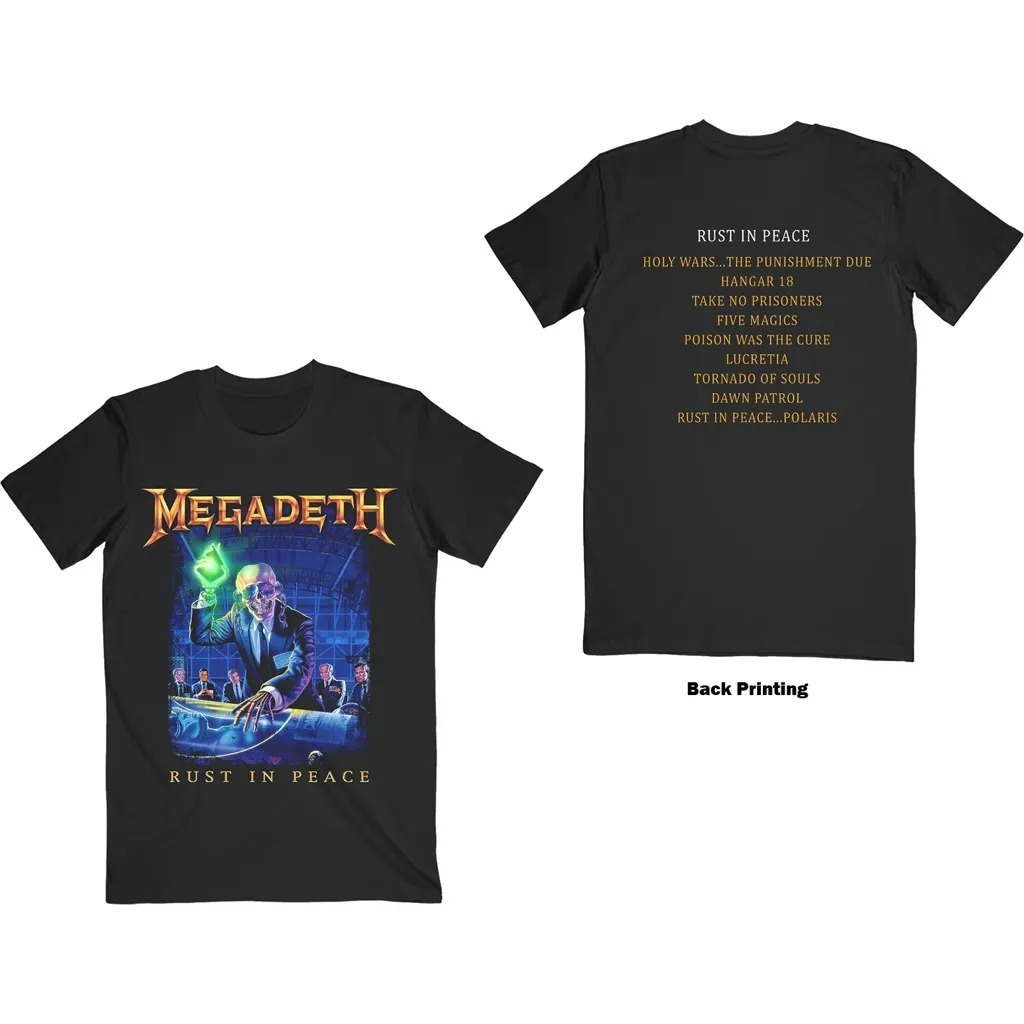 Album artwork for Unisex T-Shirt Rust In Peace Track list Back Print by Megadeth