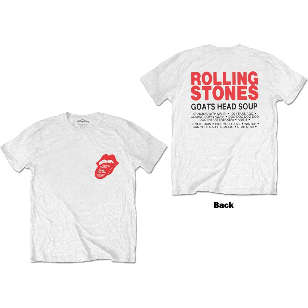Album artwork for Unisex T-Shirt Goat Head Soup Tracklist Back Print by The Rolling Stones