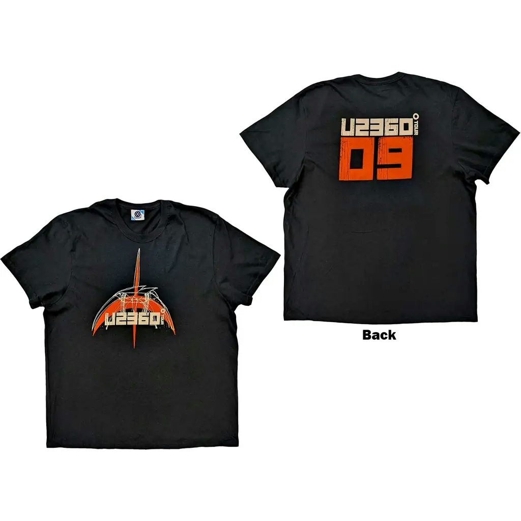Album artwork for U2 Unisex T-Shirt: 360 Degree Tour 2009 Orange Logo (Back Print & Ex-Tour)  360 Degree Tour 2009 Orange Logo Short Sleeves by U2