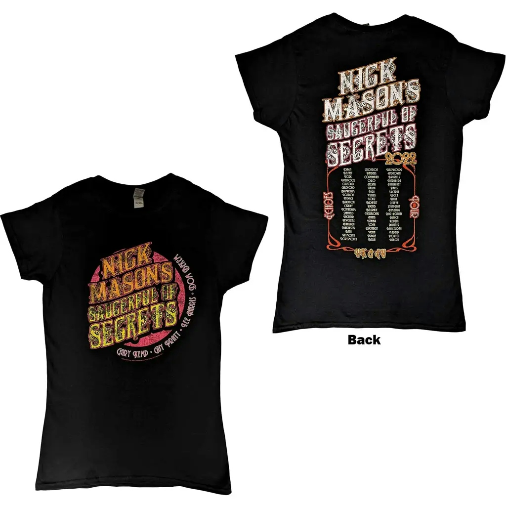 Album artwork for Nick Mason's Saucerful of Secrets Ladies T-Shirt: Echoes European Tour 2022 (Back Print & Ex-Tour)  Echoes European Tour 2022 Short Sleeves by Nick Mason's Saucerful of Secrets