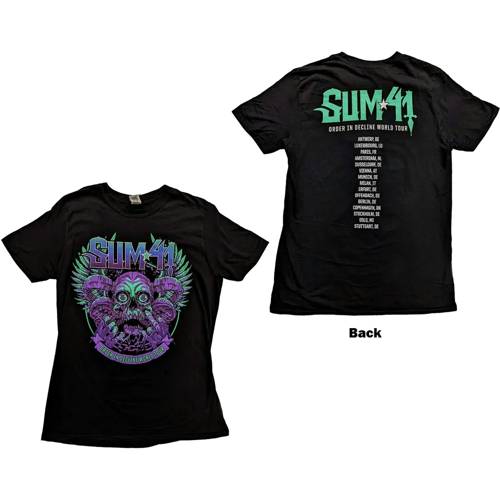 Album artwork for Unisex T-Shirt Order In Decline Tour 2020 Purple Skull Back Print by Sum 41