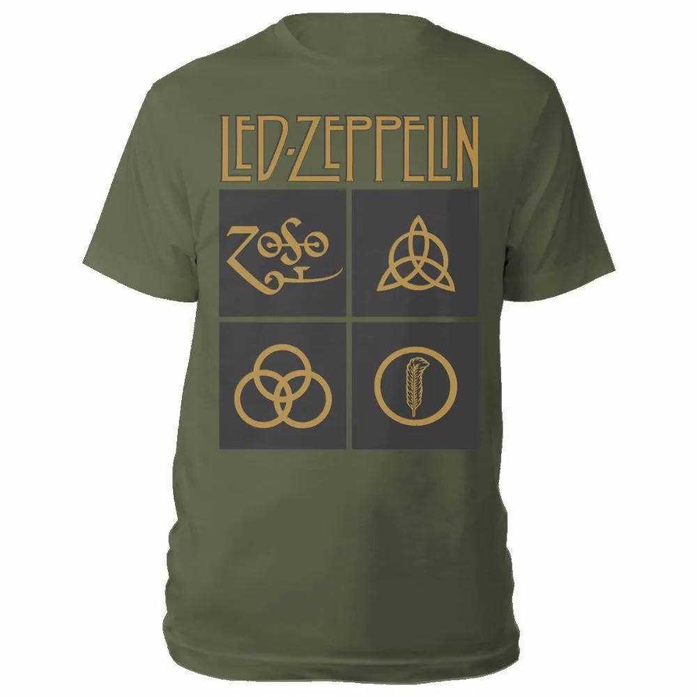 Album artwork for Unisex T-Shirt Gold Symbols in Black Square by Led Zeppelin