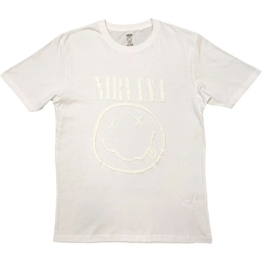 Album artwork for Unisex Hi-Build T-Shirt White Smiley Hi-Build, White-On-White by Nirvana