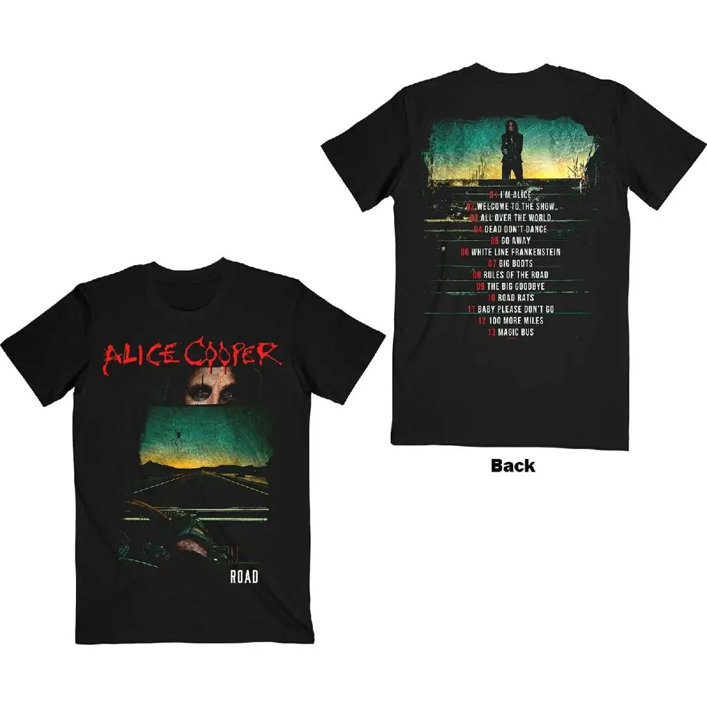 Album artwork for Alice Cooper Unisex T-Shirt: Road Cover Tracklist (Back Print)  Road Cover Tracklist Short Sleeves by Alice Cooper