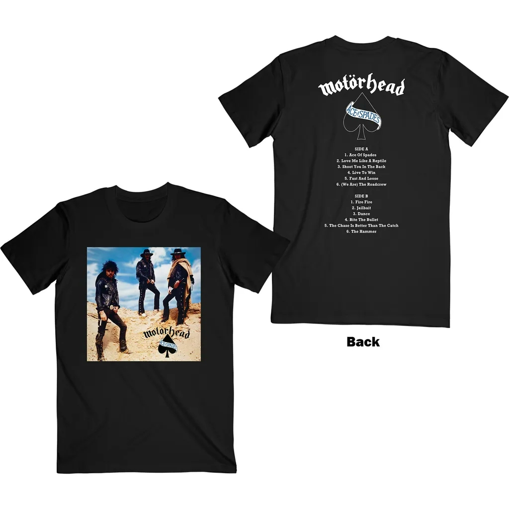 Album artwork for Unisex T-Shirt Ace of Spades Track list Back Print by Motorhead