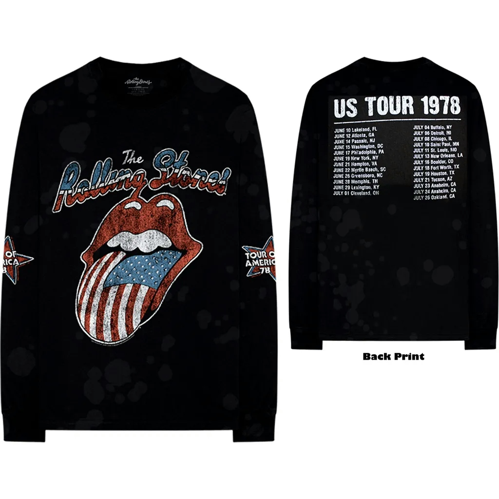 Album artwork for Unisex Long Sleeve T-Shirt US Tour '78 Back Print, Sleeve Print by The Rolling Stones