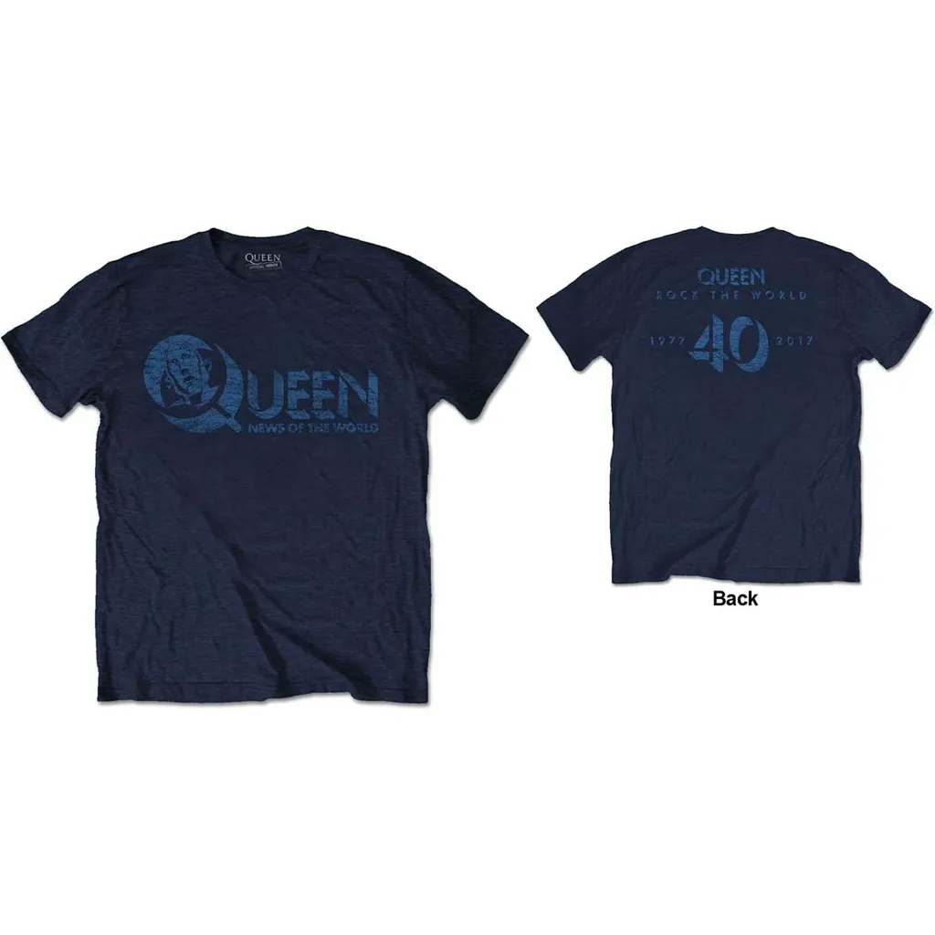 Album artwork for Unisex T-Shirt News of the World 40th Vintage Logo Back Print by Queen