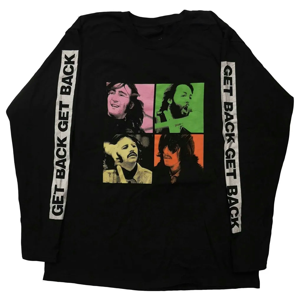 Album artwork for Unisex Long Sleeve T-Shirt Get Back Studio Shots Sleeve Print by The Beatles