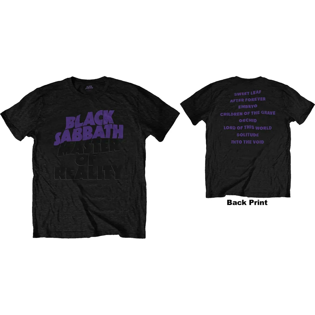 Album artwork for Unisex T-Shirt Masters of Reality Album Back Print by Black Sabbath