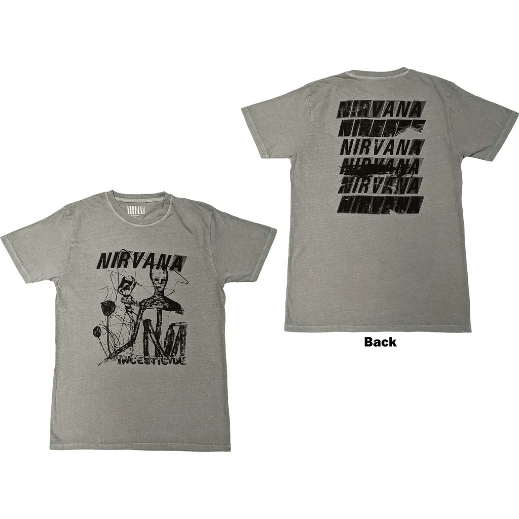 Album artwork for Unisex T-Shirt Incesticide Stacked Logo Back Print, Light Green Pigment Wash by Nirvana