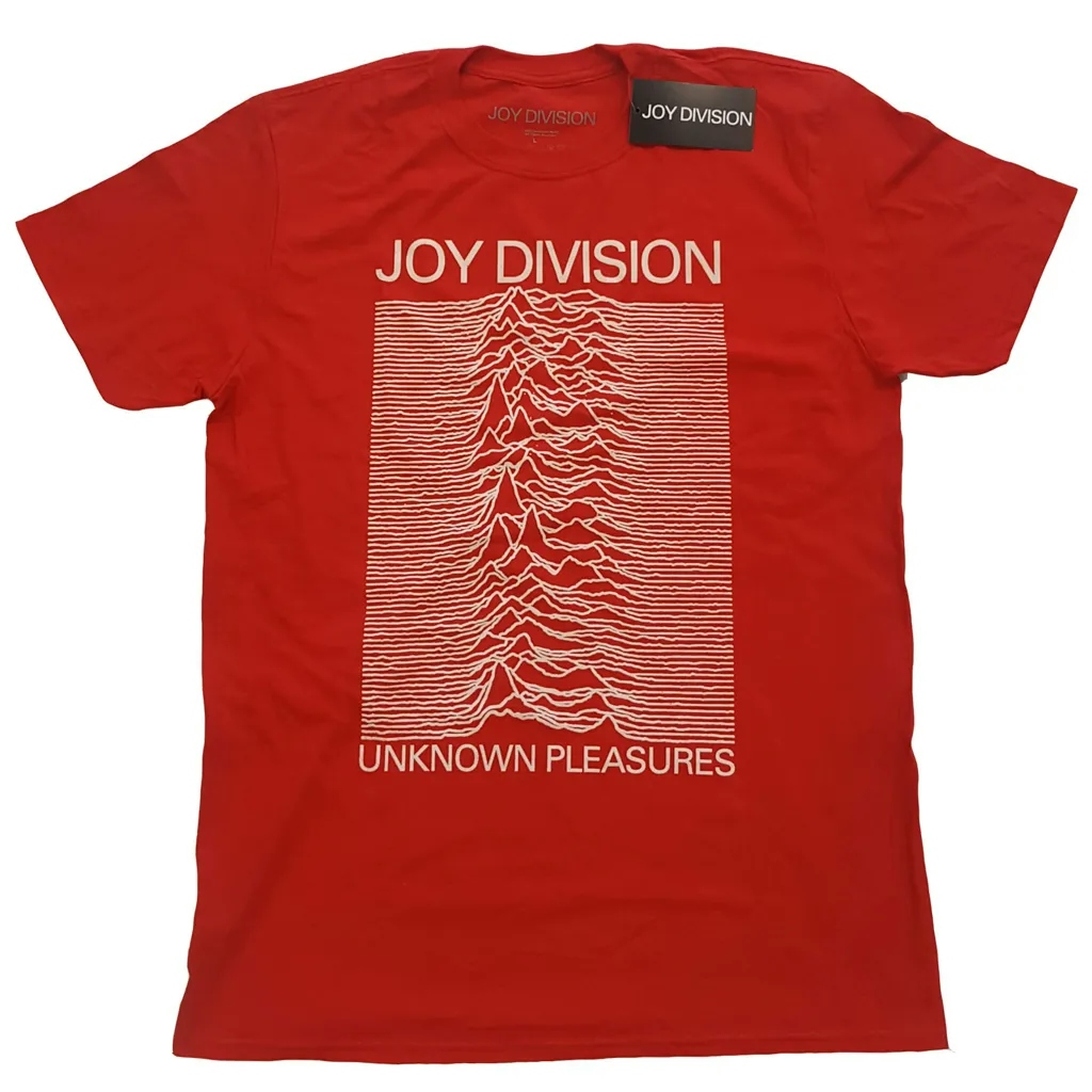 Album artwork for Unisex T-Shirt Unknown Pleasures White On Red by Joy Division