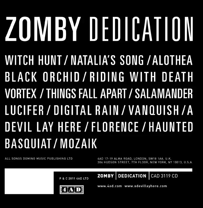 Album artwork for Dedication by Zomby