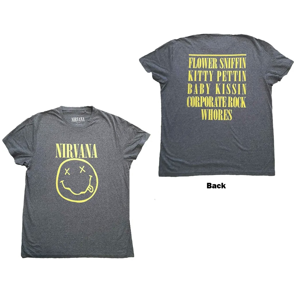 Album artwork for Unisex T-Shirt Yellow Smiley Back Print by Nirvana