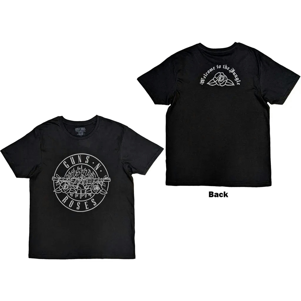 Album artwork for Guns N' Roses Unisex T-Shirt: Classic Bullet Mono (Back Print)  Classic Bullet Mono Short Sleeves by Guns N' Roses