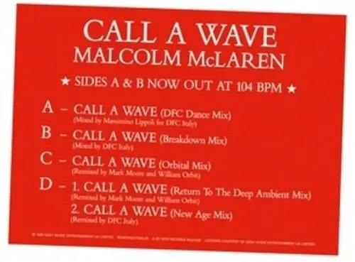 Album artwork for Call A Wave Remixes by Malcolm and the Bootzilla Orchestra McLaren