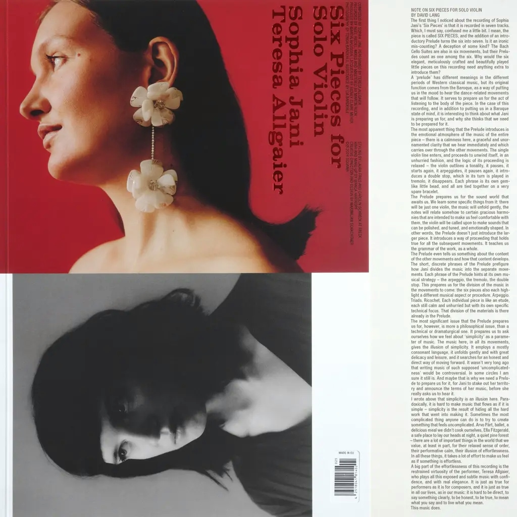 Album artwork for Six Pieces for Solo Violin by Sophia Jani, Teresa Allgaier 